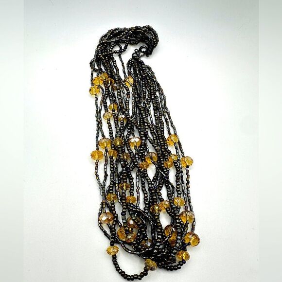 18" multi- strand glass seed bead and faceted crystal necklace! - Picture 3 of 14
